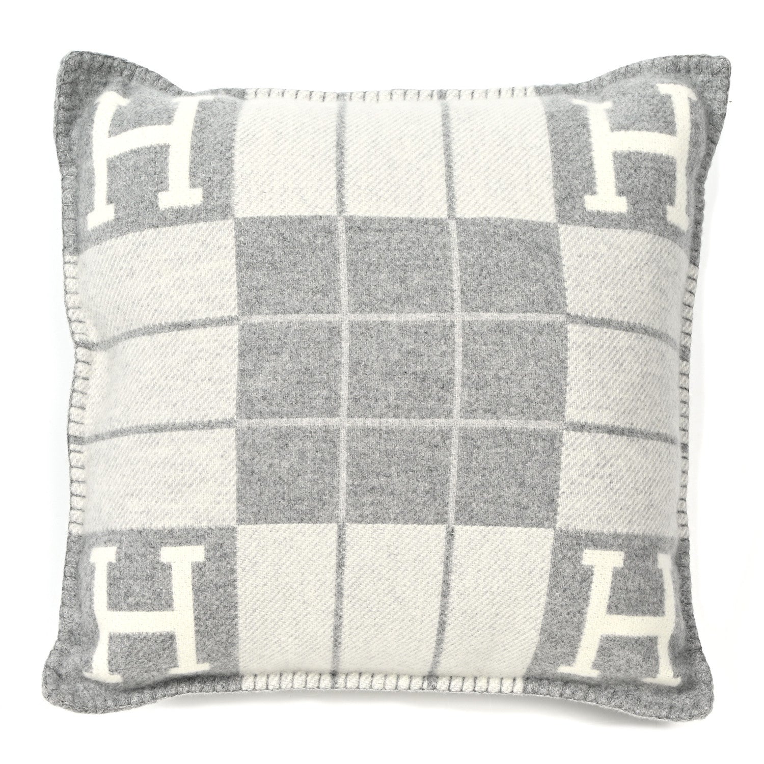 Hermes Wool Cashmere Avalon III Pillow PM Ecru Gris Clair 1 of 3
