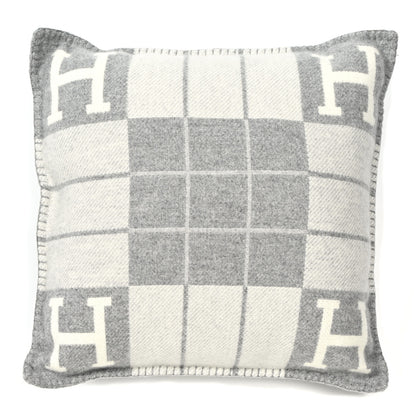 Hermes Wool Cashmere Avalon III Pillow PM Ecru Gris Clair 1 of 3