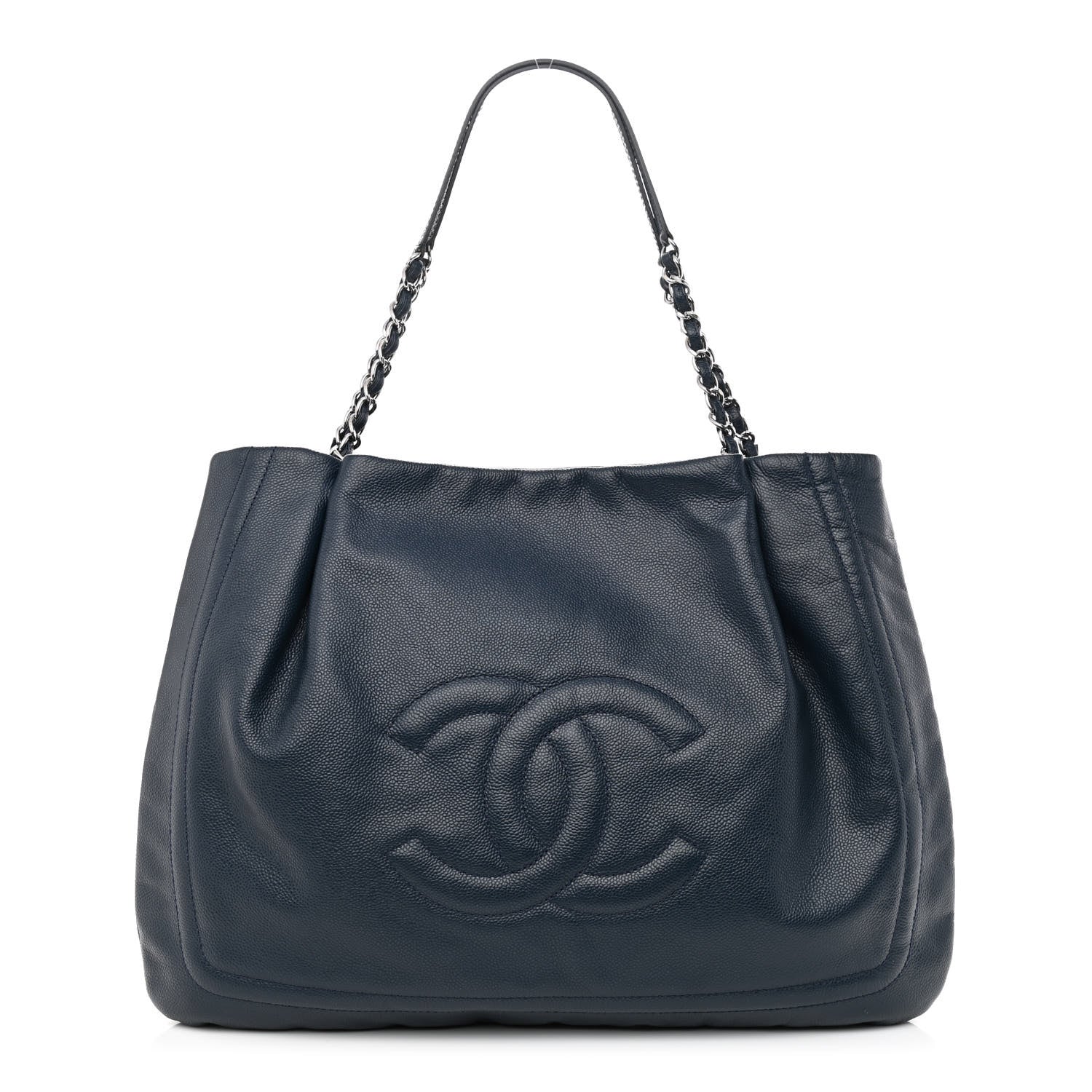 Chanel Caviar CC Timeless Shoulder Bag Navy Blue 1 of 10