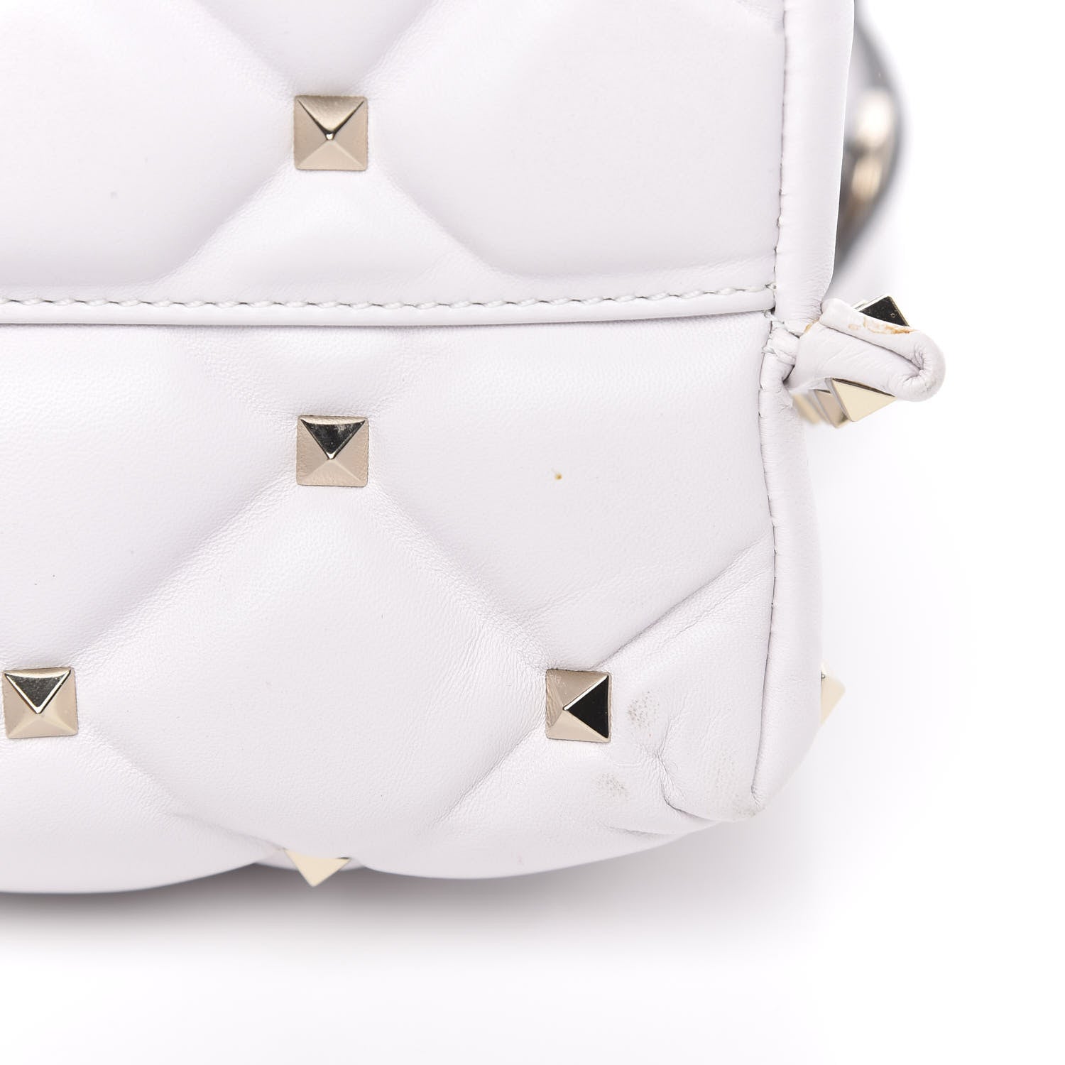 Valentino Garavani Lambskin VLTN Print Candystud Top Handle Bag Optic White Black 8 of 12
