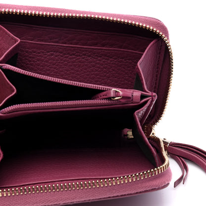 Gucci Pebbled Calfskin Soho Compact Disco Zip Around Wallet Peonia Flower 3 of 5