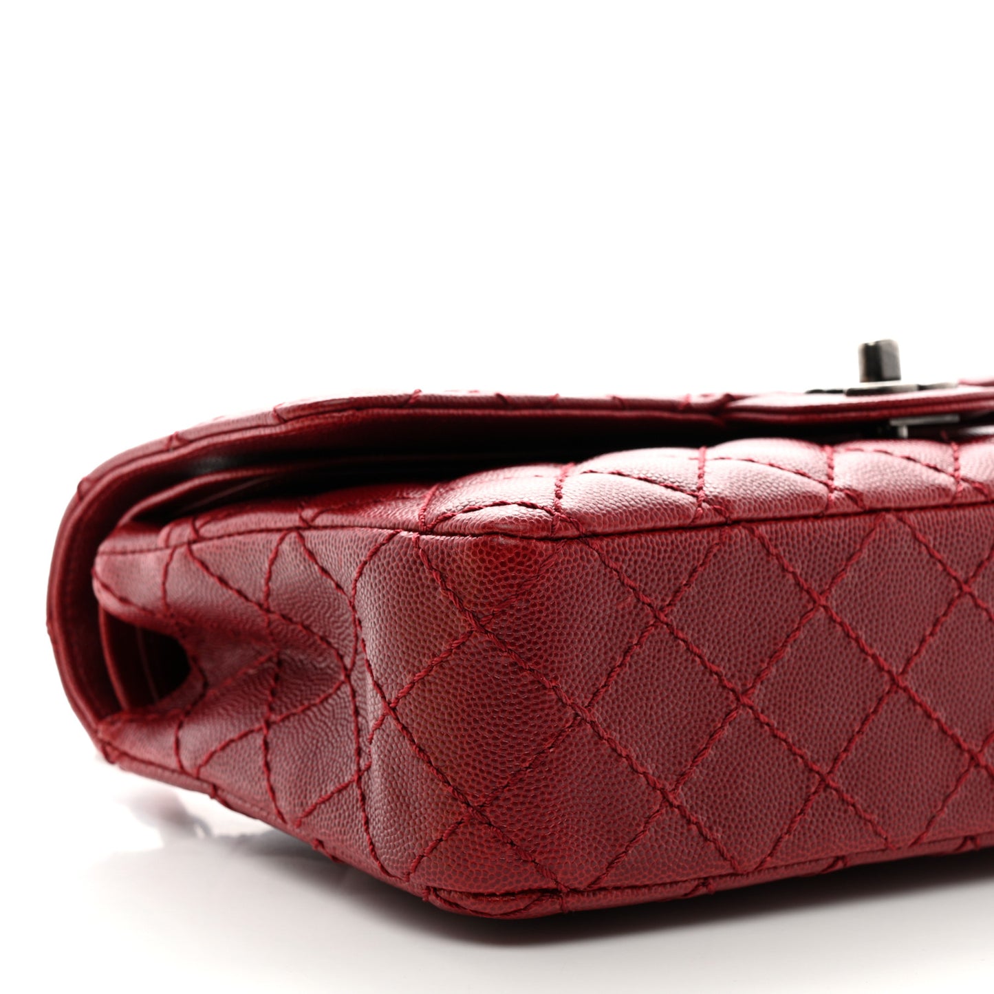 Caviar Quilted Medium Double Flap Red