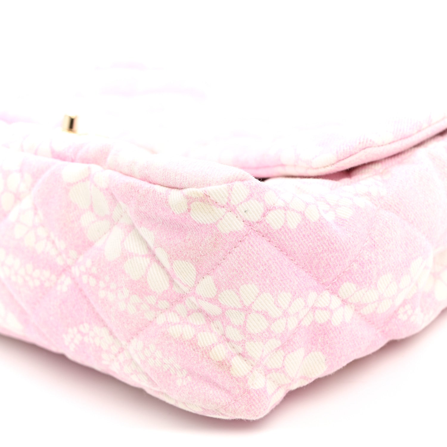 Chanel Printed Denim Quilted Maxi Single Flap Bag Pink White 10 of 10