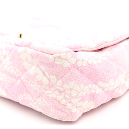 Chanel Printed Denim Quilted Maxi Single Flap Bag Pink White 10 of 10
