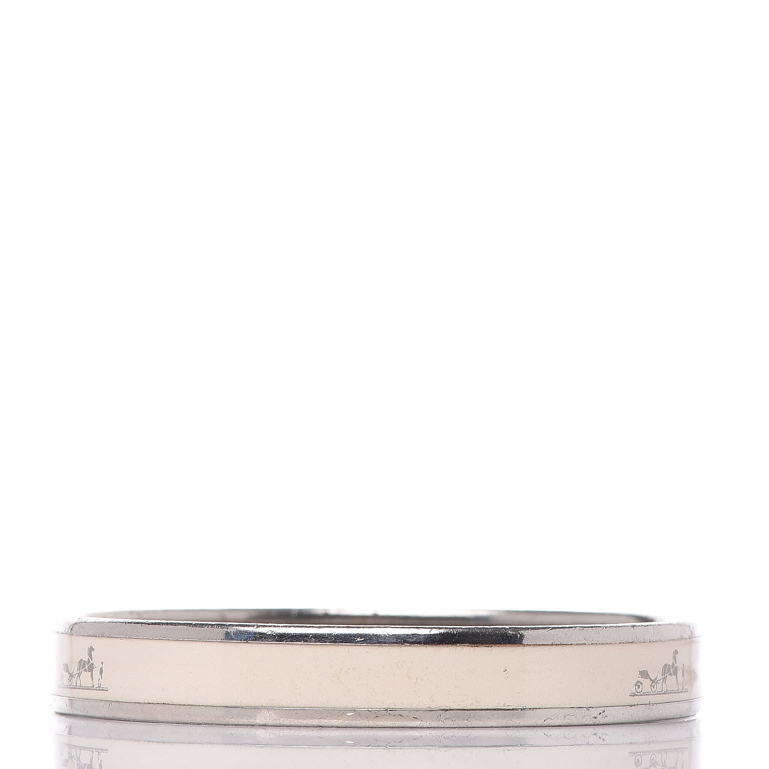 Hermes Enamel Printed Narrow Caleche Bracelet 65 White 3 of 6