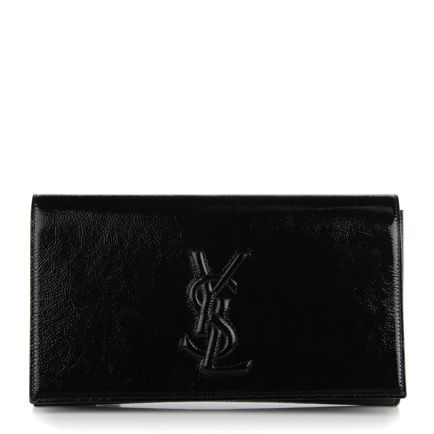 Textured Patent Monogram Large Belle De Jour Clutch Black