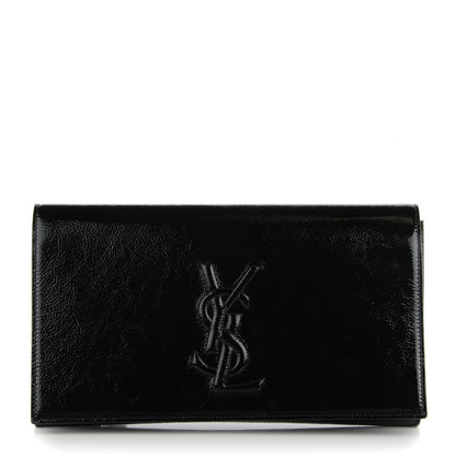 Saint Laurent Textured Patent Monogram Large Belle De Jour Clutch Black 1 of 7