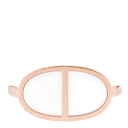 Hermes 18K Rose Gold Ceramic MM Chaine d'Ancre Verso Ring 50 5.25 White 1 of 5