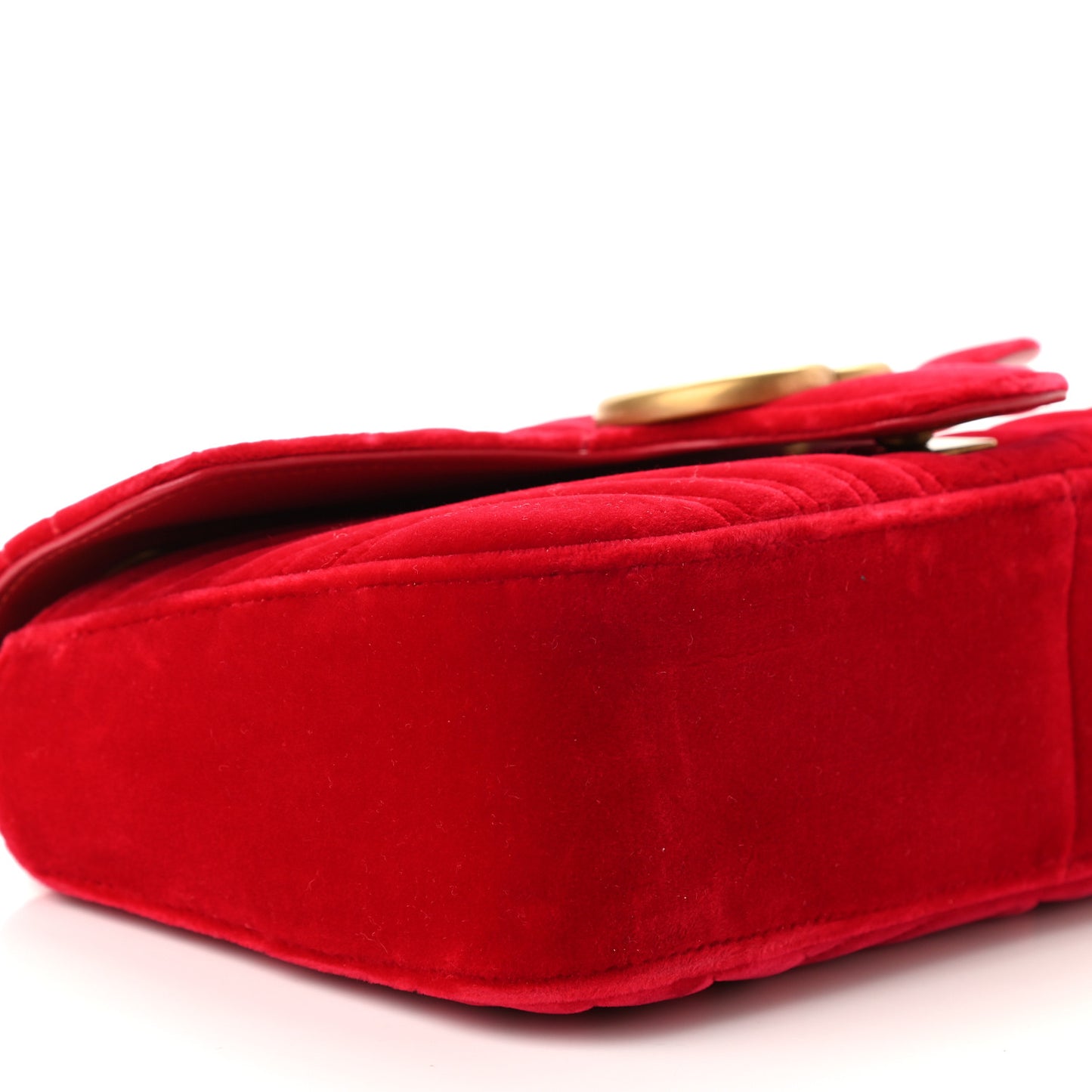 Velvet Matelasse Small GG Marmont Shoulder Bag Hibiscus Red