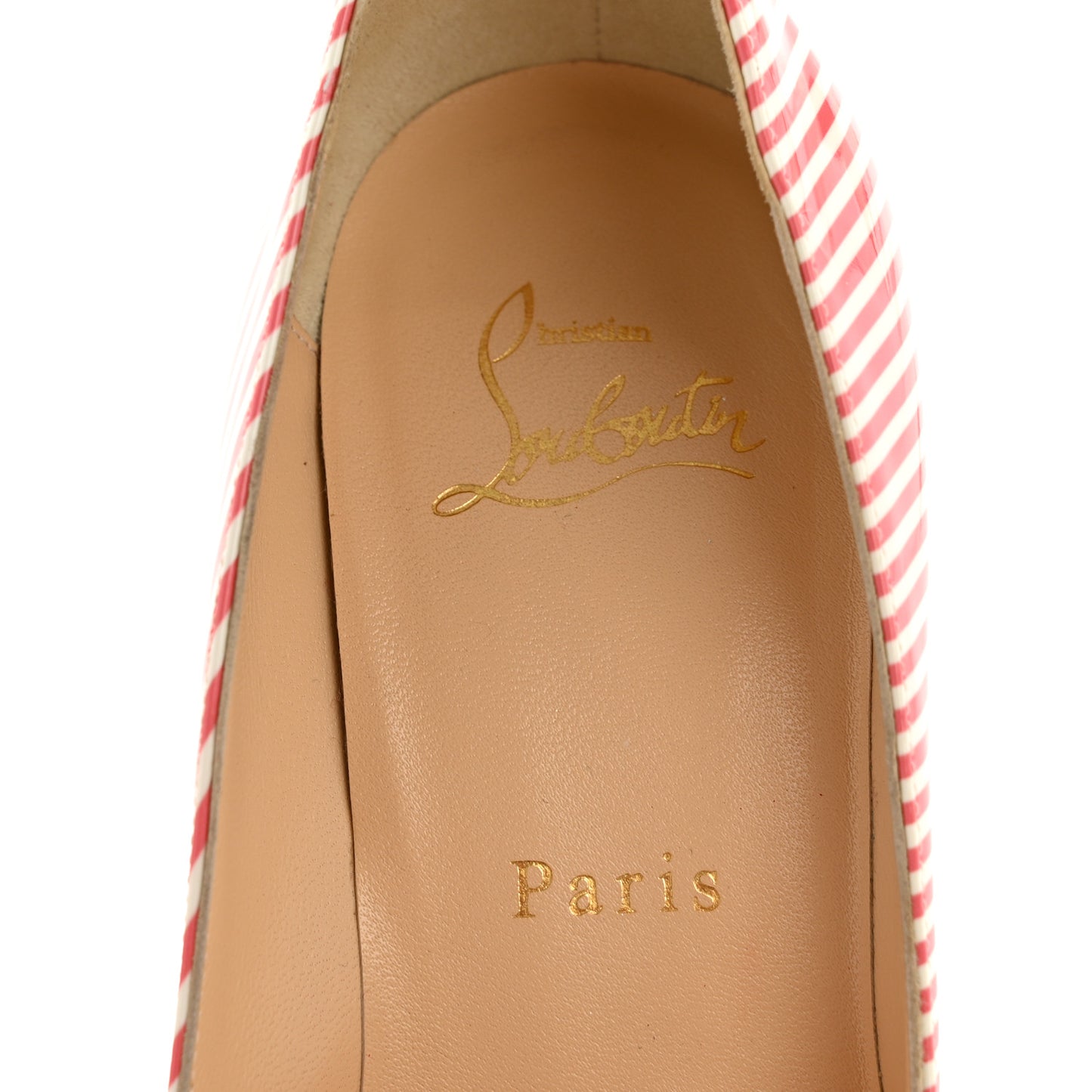 Patent Pigalle Follies Stripes 100 Pumps 37 Smoothie White