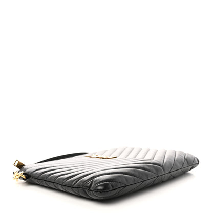 Saint Laurent Calfskin Matelasse Chevron Monogram A5 Wristlet Black 4 of 10