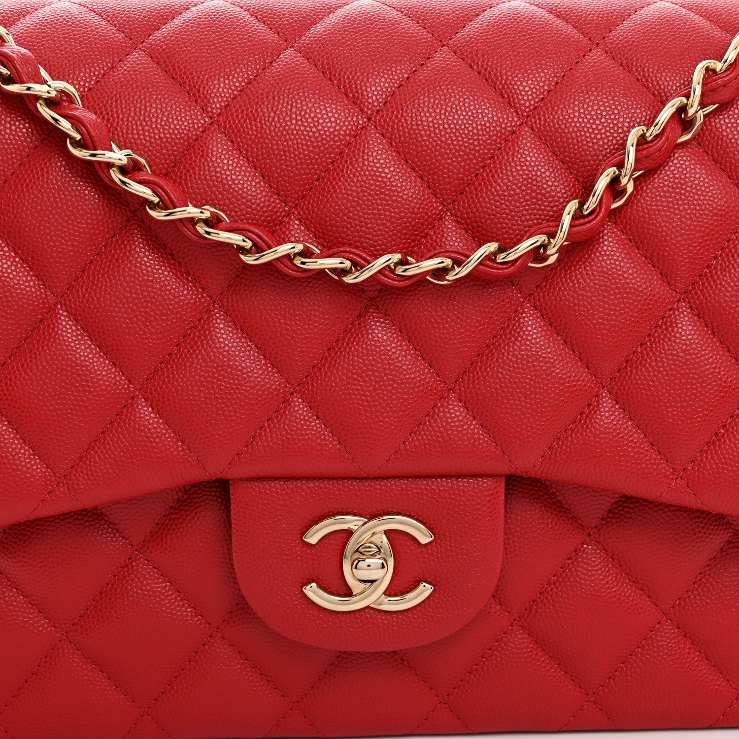Chanel Caviar Quilted Jumbo Double Flap Red 8 of 10