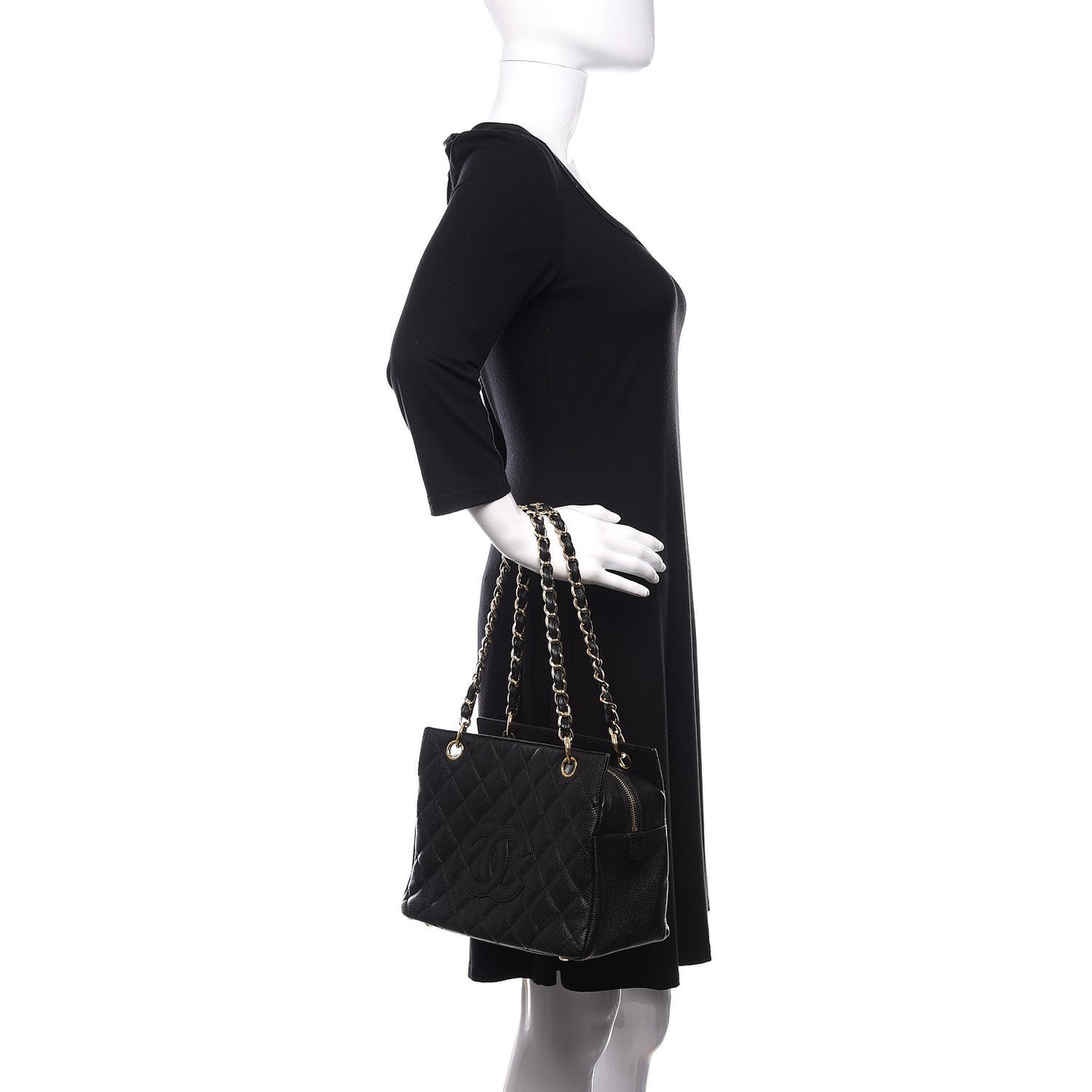 Caviar Quilted Petit Timeless Tote PTT Black