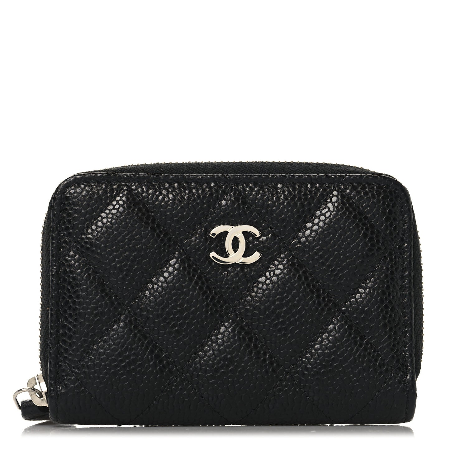 Caviar Quilted Zip Coin Purse Black
