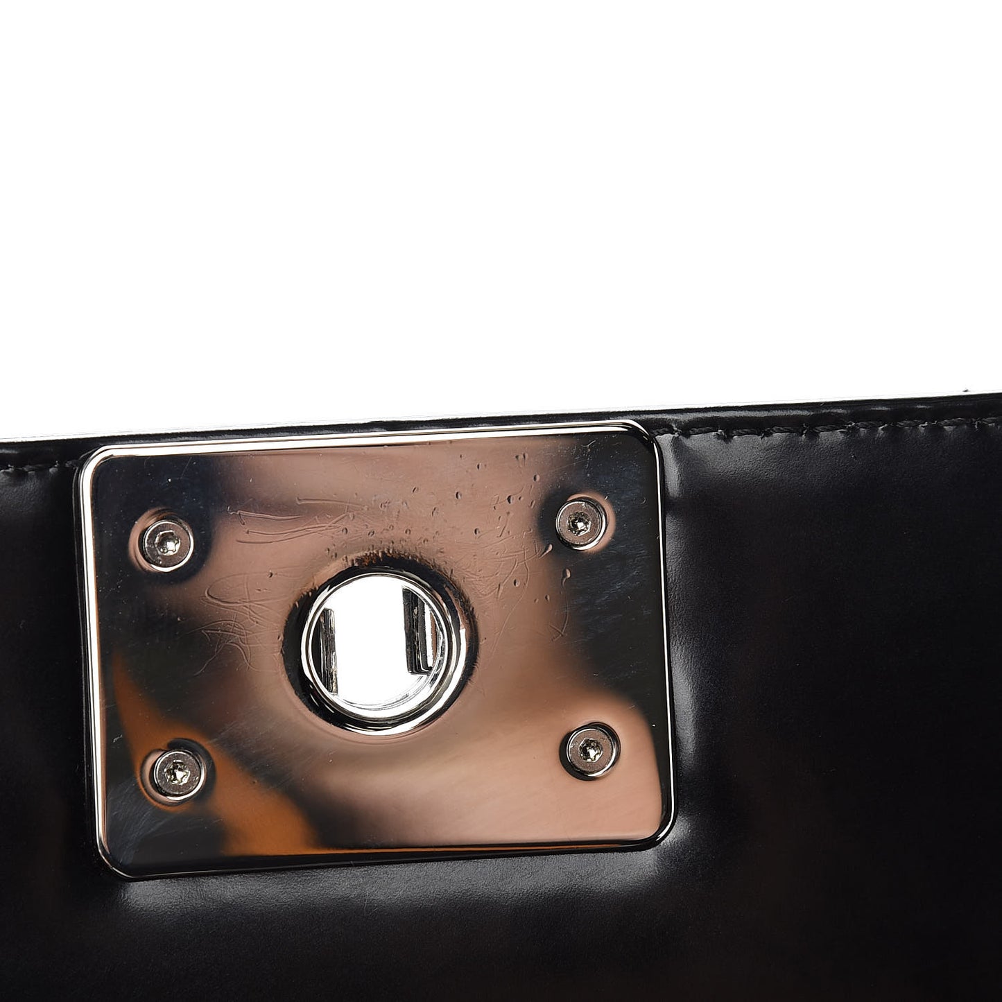 Glazed Calfskin Large Boy Flap Black