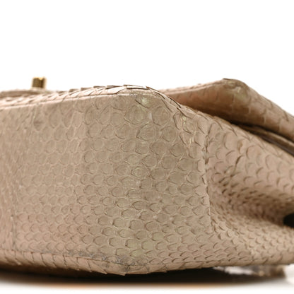Chanel Metallic Snakeskin Medium Double Flap Light Beige 10 of 11