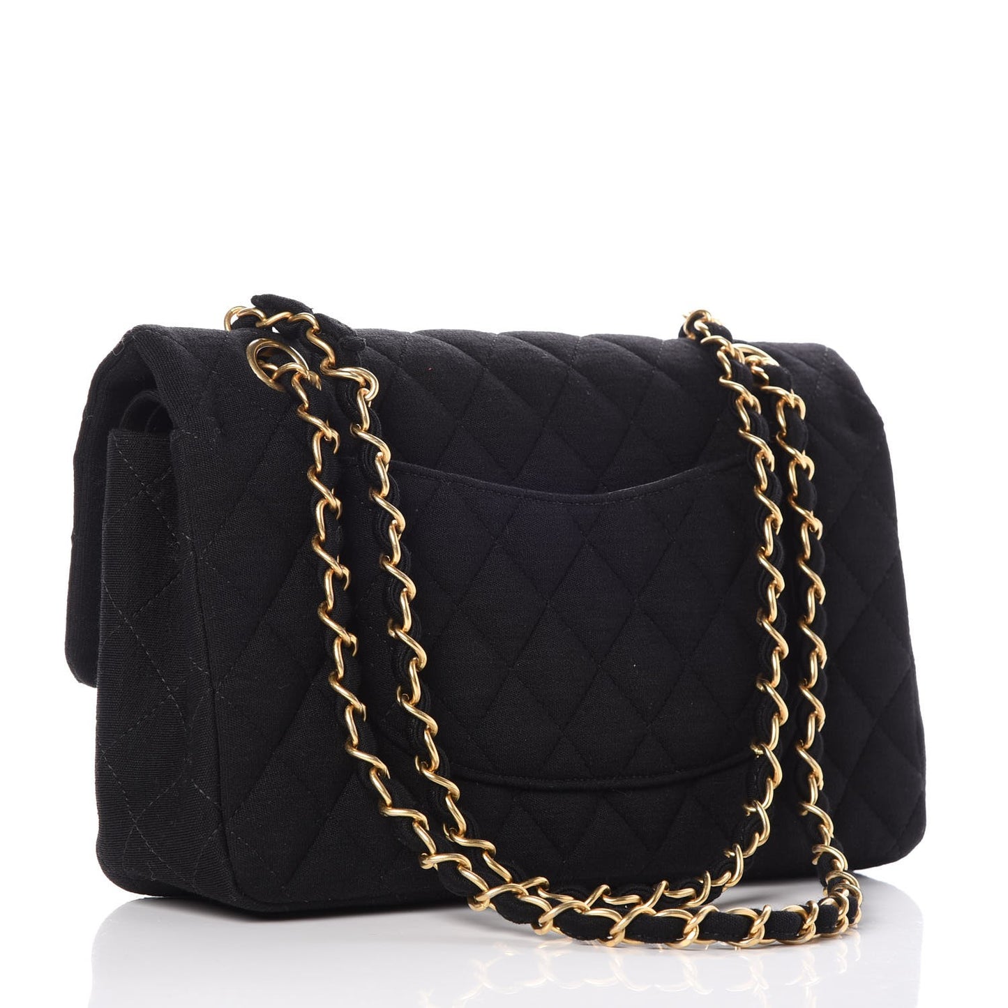 Jersey Quilted Medium Double Flap Black