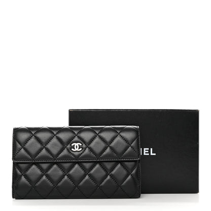 Chanel Lambskin Quilted Long Flap Wallet Black 12 of 12