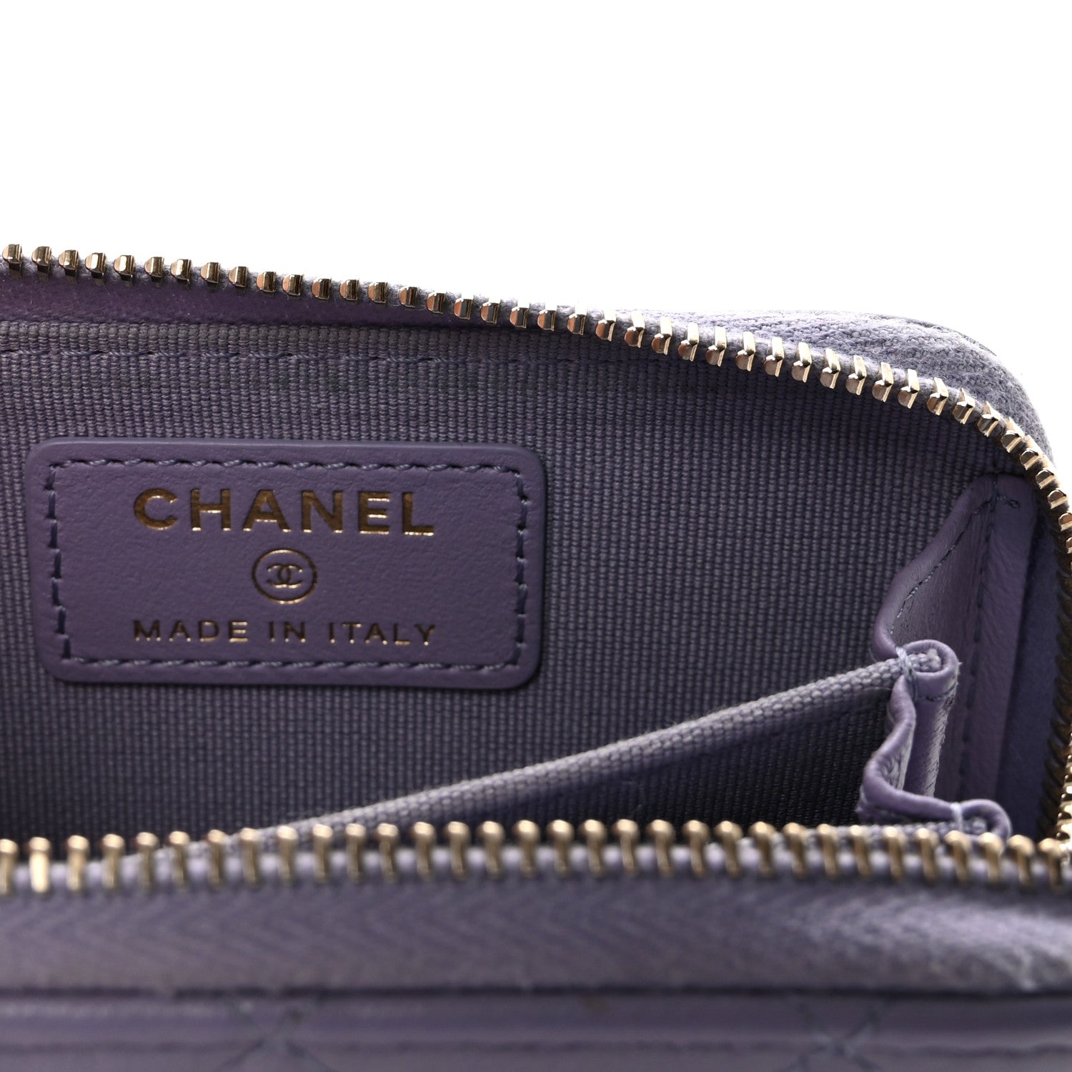 Chanel Lambskin Quilted Zip Around Coin Purse Wallet Purple 6 of 7