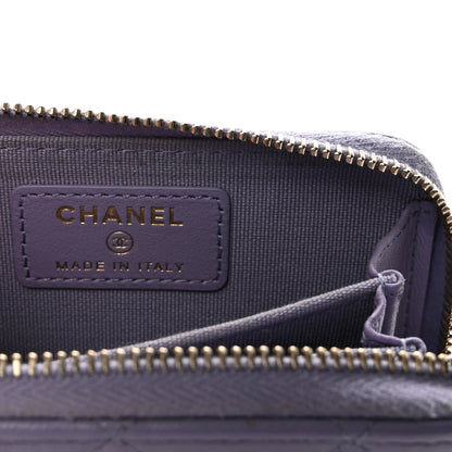 Chanel Lambskin Quilted Zip Around Coin Purse Wallet Purple 6 of 7