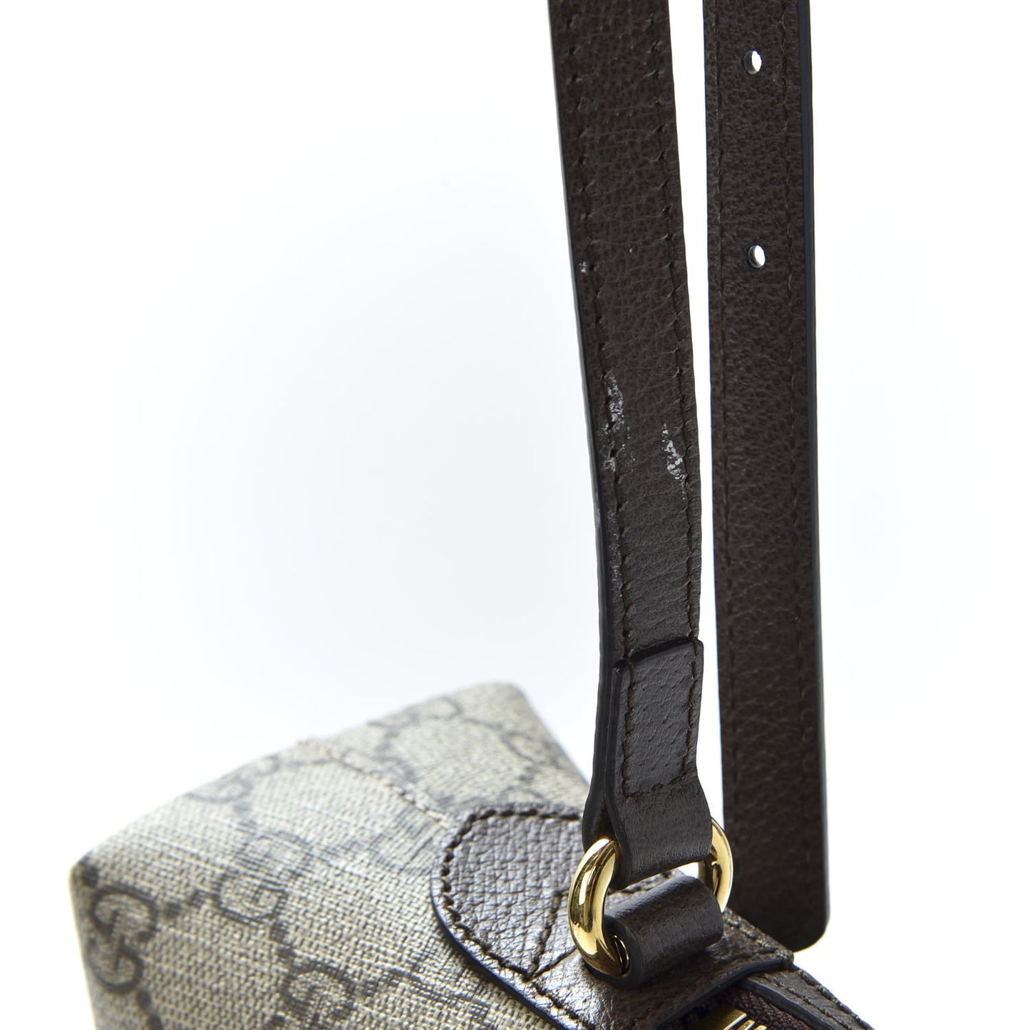 GG Supreme Monogram Textured Dollar Calfskin Web Small Ophidia Dome Shoulder Bag Beige Ebony New Acero
