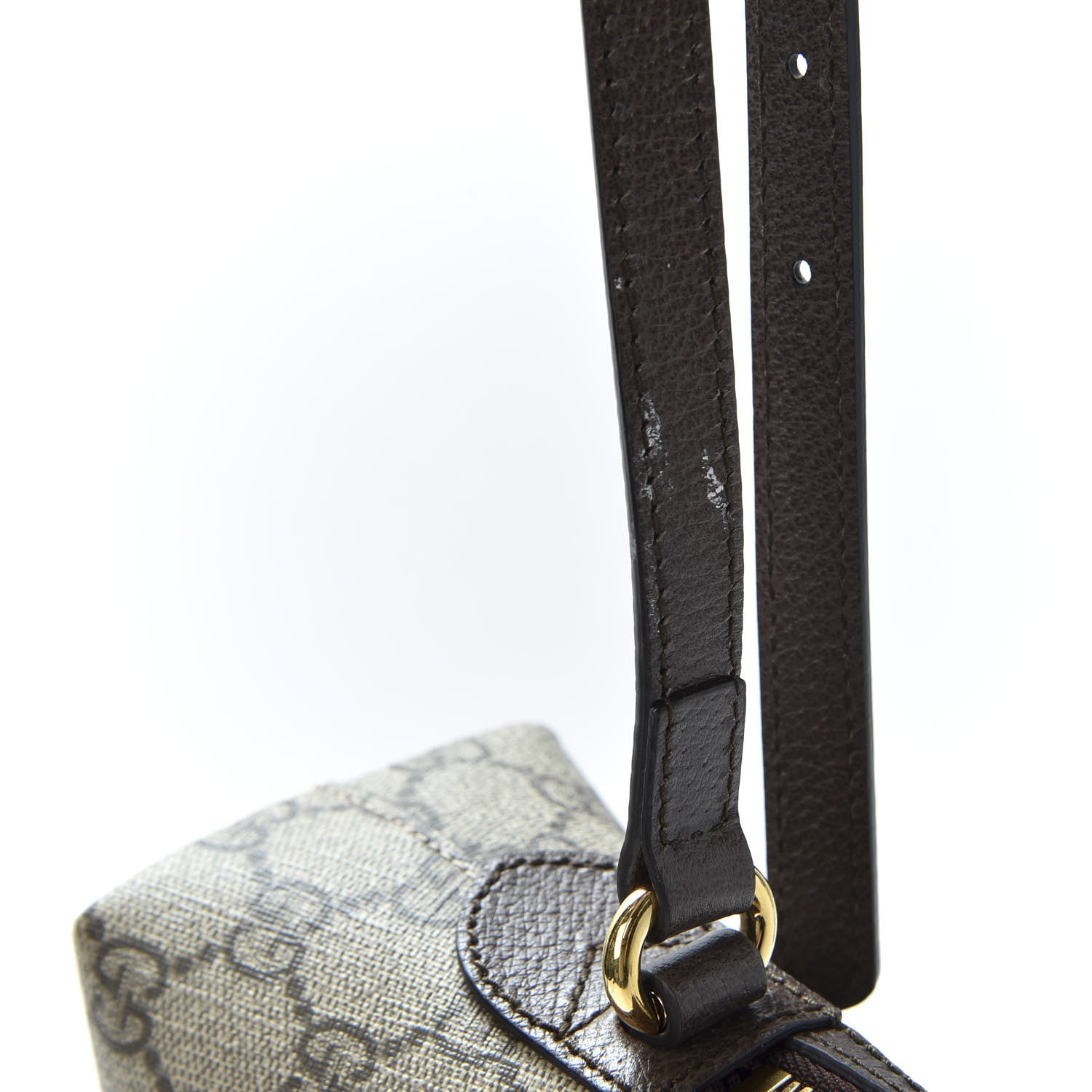 Gucci GG Supreme Monogram Textured Dollar Calfskin Web Small Ophidia Dome Shoulder Bag Beige Ebony New Acero 7 of 11