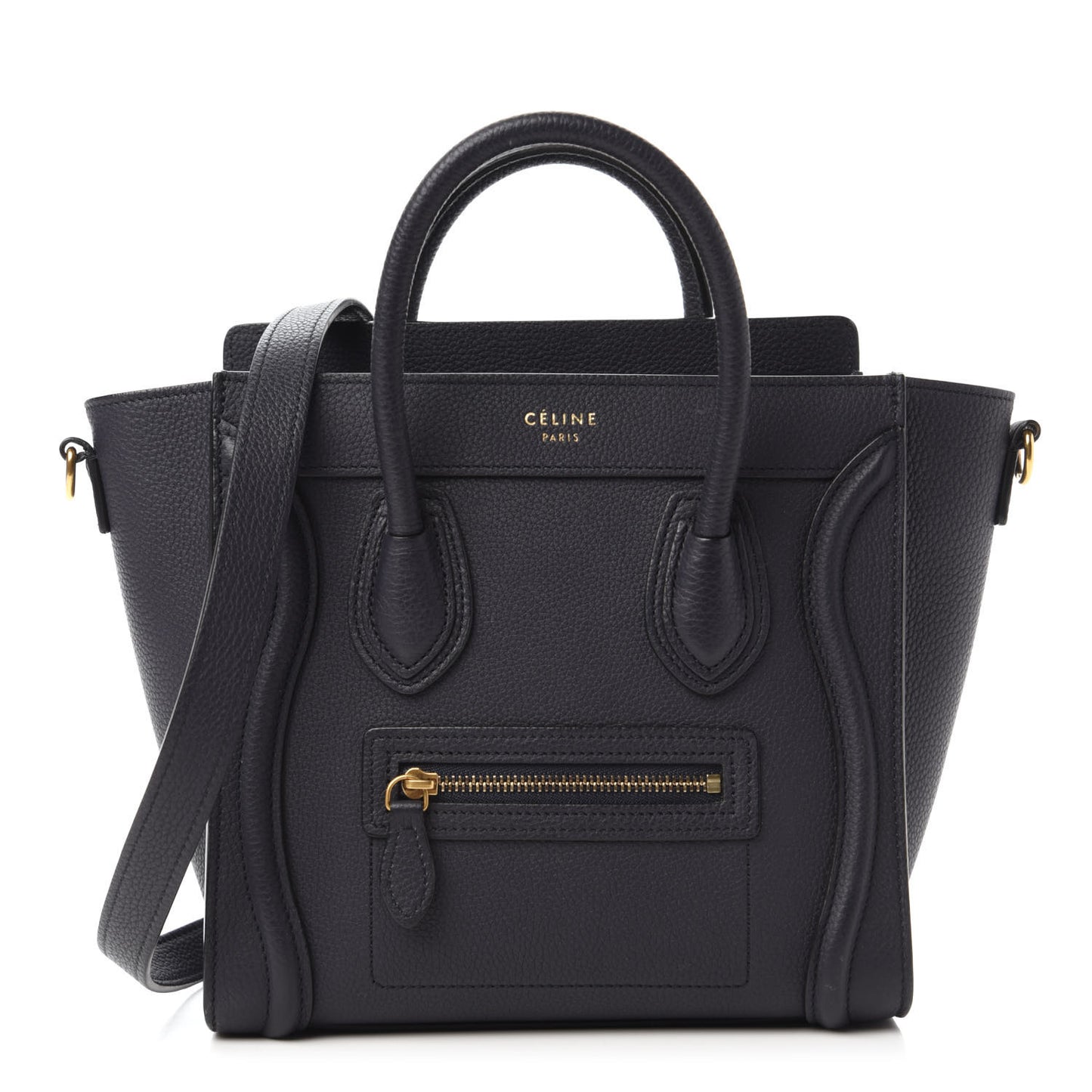 Drummed Calfskin Nano Luggage Navy Blue
