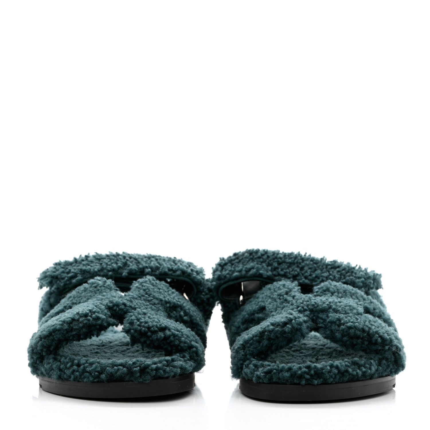 Hermes Woolskin Womens Chypre Sandals 40 Vert Anglais 2 of 9