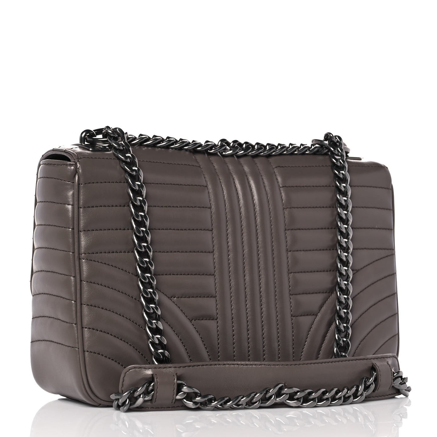 Soft Calfskin Impunture Diagramme Large Chain Flap Shoulder Bag Bambu