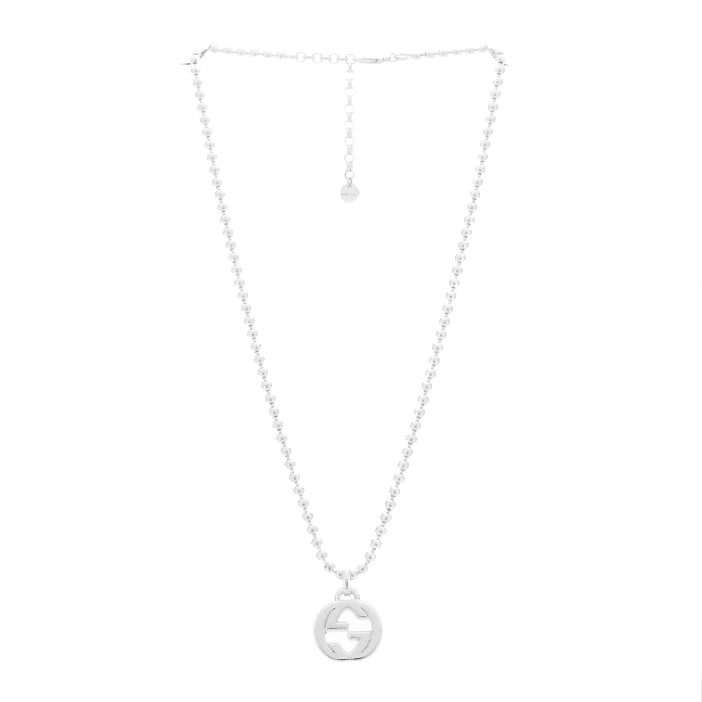 Sterling Silver Interlocking GG Pendant Beaded Necklace