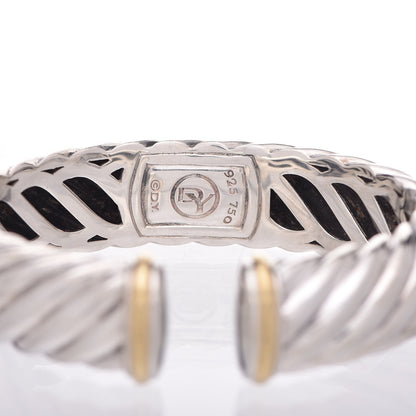 David Yurman Sterling Silver 18K Yellow Gold 15mm Sculpted Cable Cuff Bracelet 4 of 5