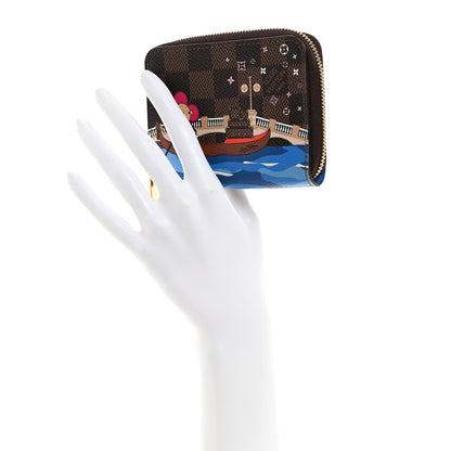 Louis Vuitton Damier Ebene 2019 Christmas Animation Zippy Coin Purse Blue 2 of 7