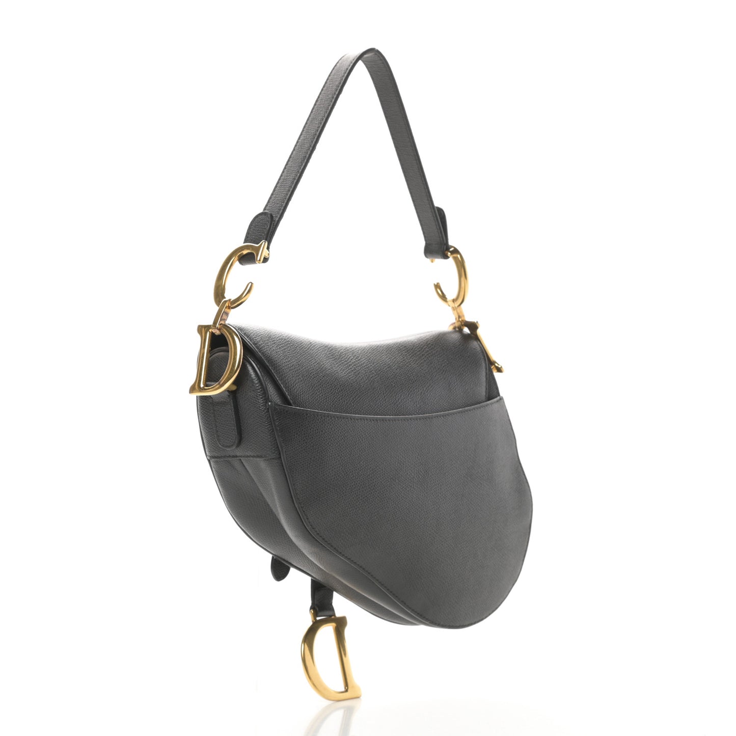 Grained Calfskin Saddle Bag Black