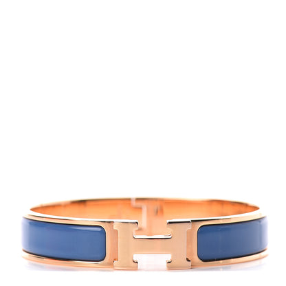 Hermes Enamel Narrow Clic Clac H Bracelet GM Bleu Turquin 1 of 3
