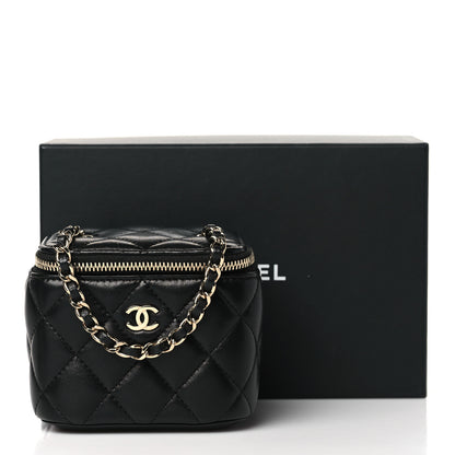 Chanel Lambskin Quilted Mini Vanity Case With Chain Black 11 of 11