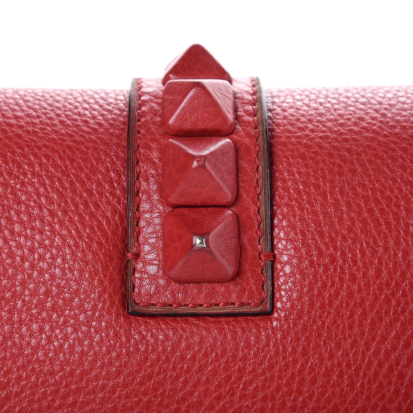 Pebbled Calfskin Medium Glam Lock Rockstud Flap Red