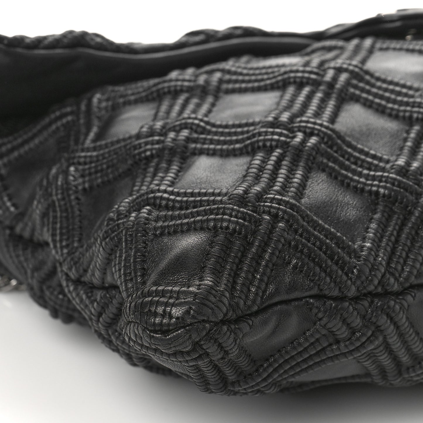 Lambskin Stitched Large Walk Of Fame Flap Black