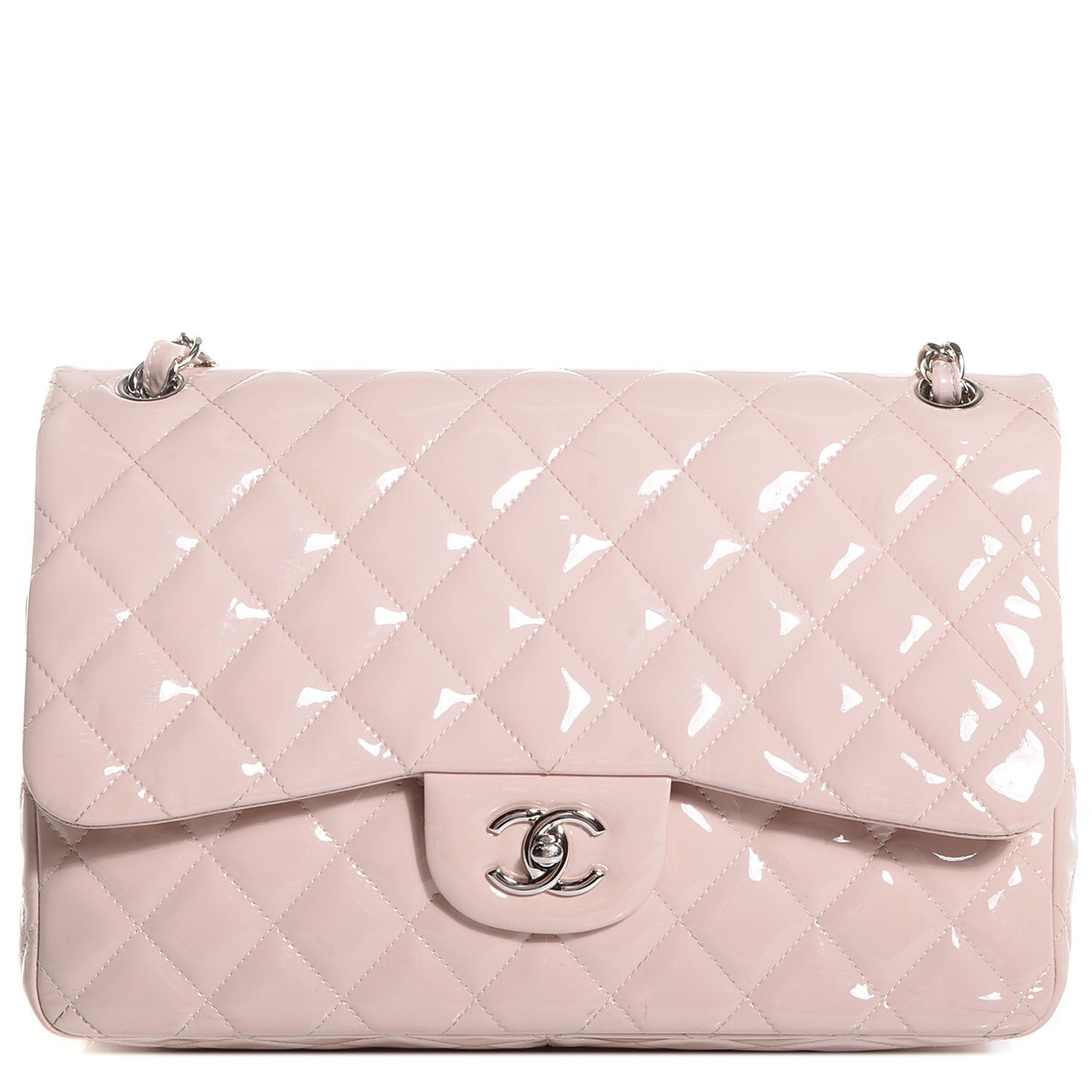 Chanel Patent Jumbo Double Flap Light Pink 1 of 9