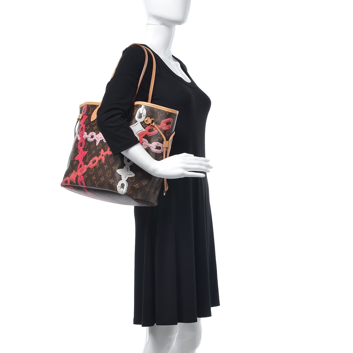 Monogram Bay Neverfull MM Rose Ballerine Poppy