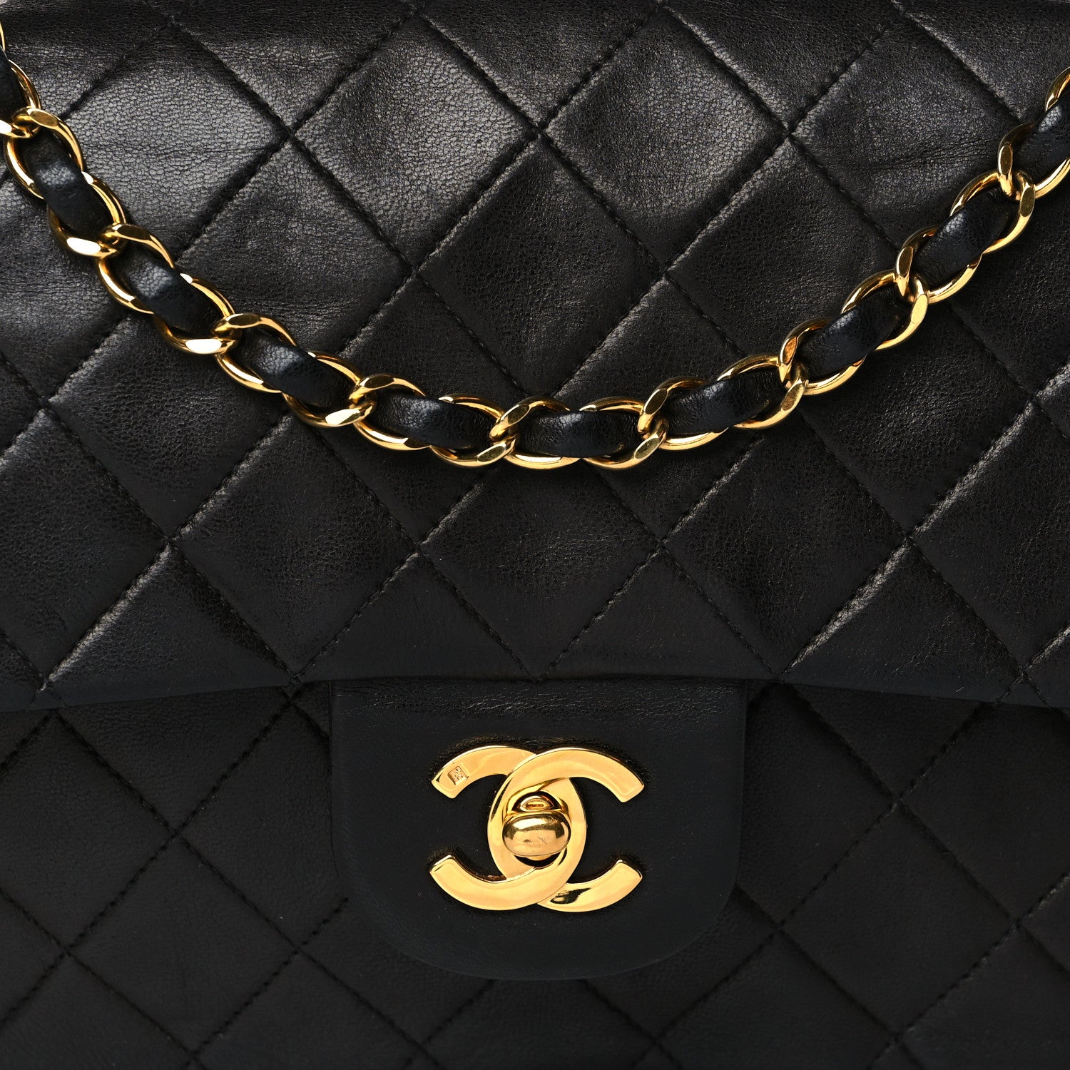 Chanel Lambskin Quilted Medium Double Flap Black 8 of 12
