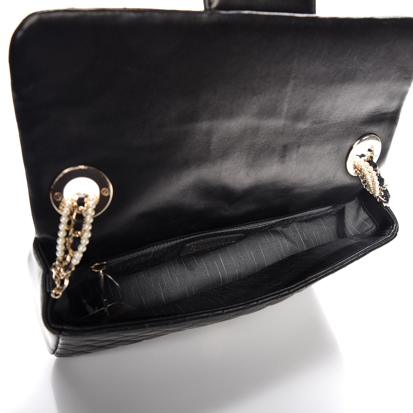 Lambskin Quilted Medium Westminster Pearl Flap Black