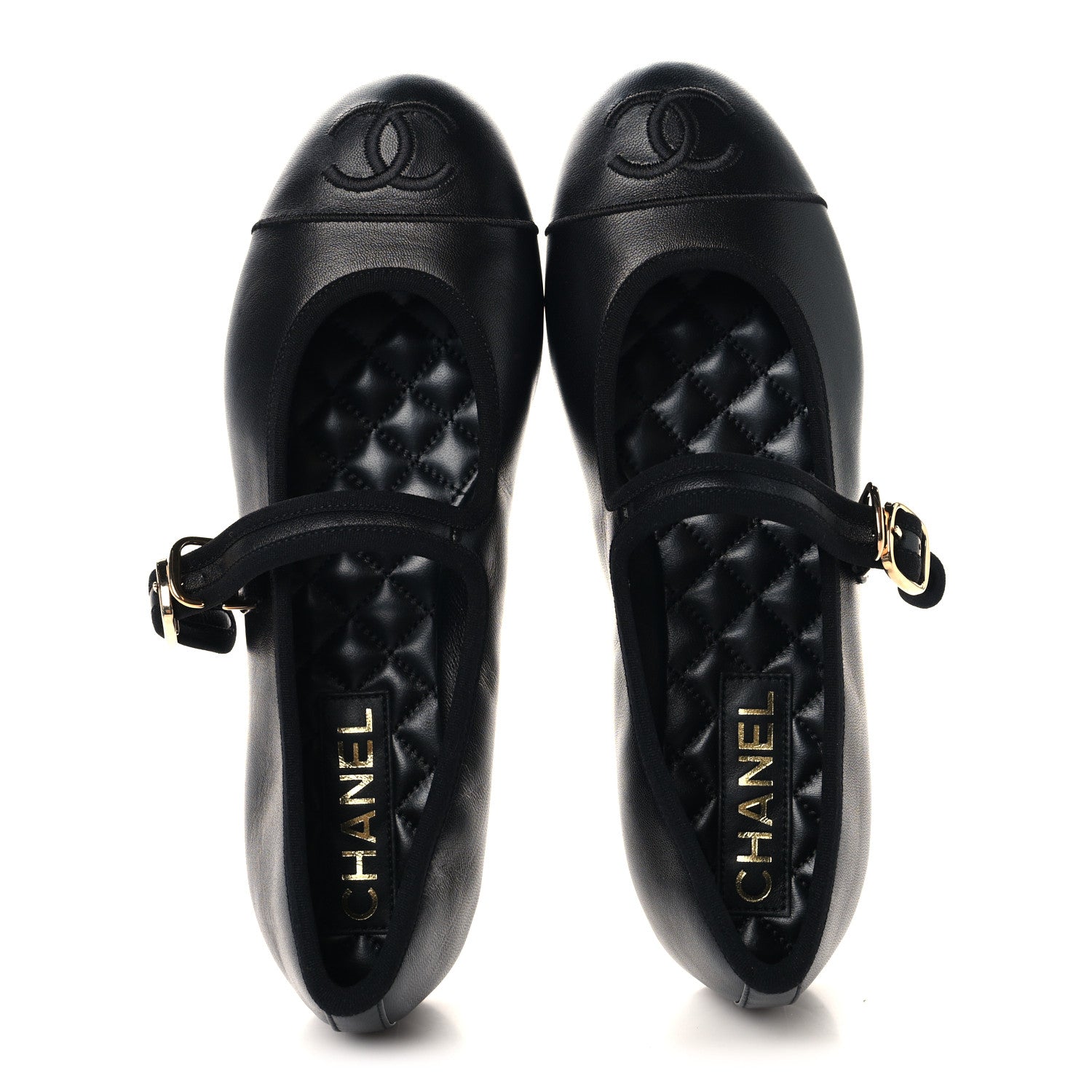 Chanel Lambskin Mary Jane Flats 38 Black 2 of 9