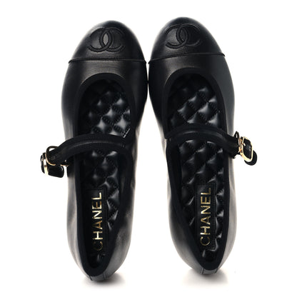 Chanel Lambskin Mary Jane Flats 38 Black 2 of 9