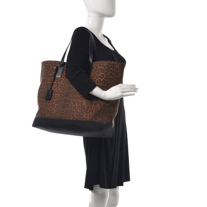 Saint Laurent Canvas Leopard Beach Shopping East West Tote Black 2 of 9