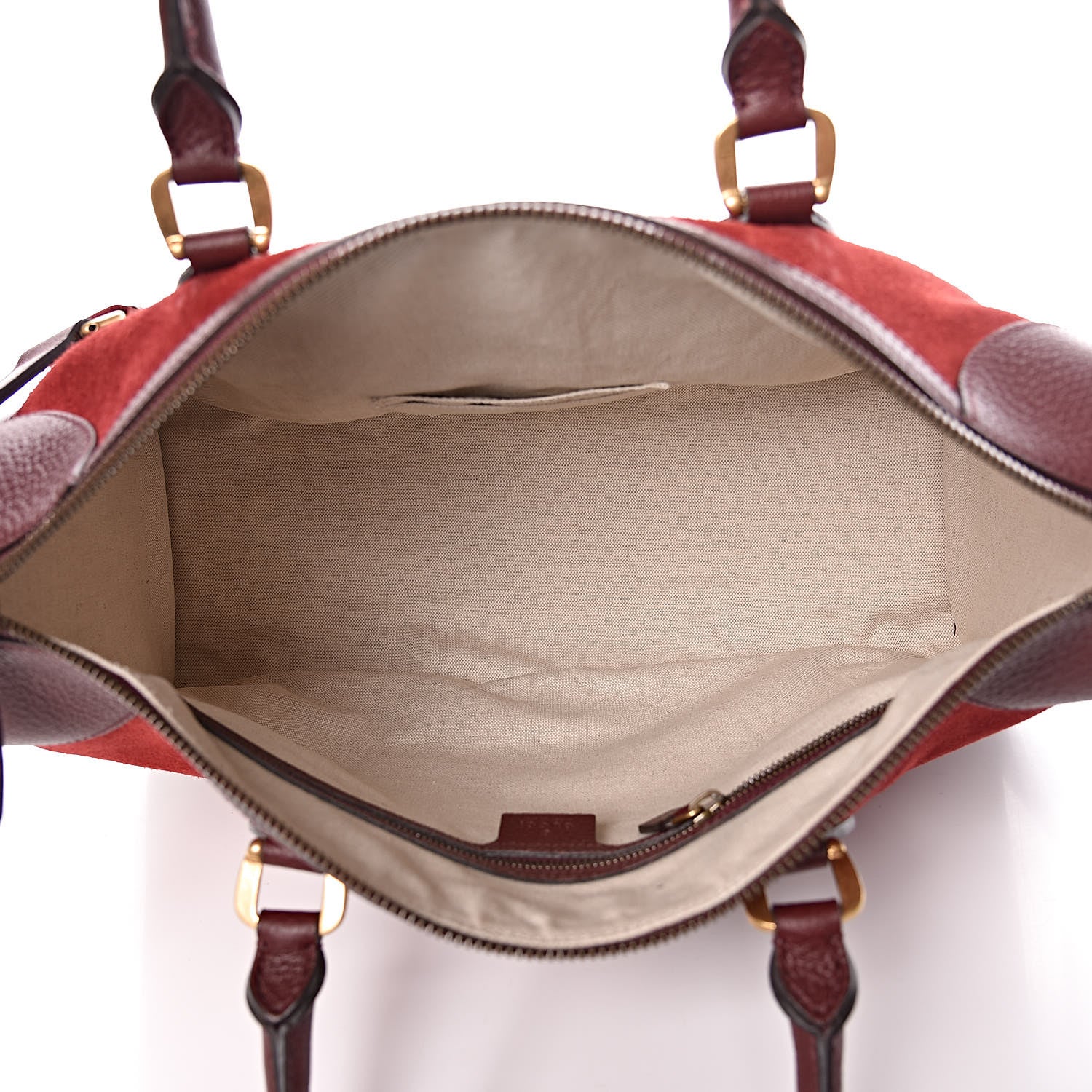 Gucci Suede Daino Textured Dollar Calfskin Web Medium Duffle Bag Romantic Cerise Chardonnay 6 of 12