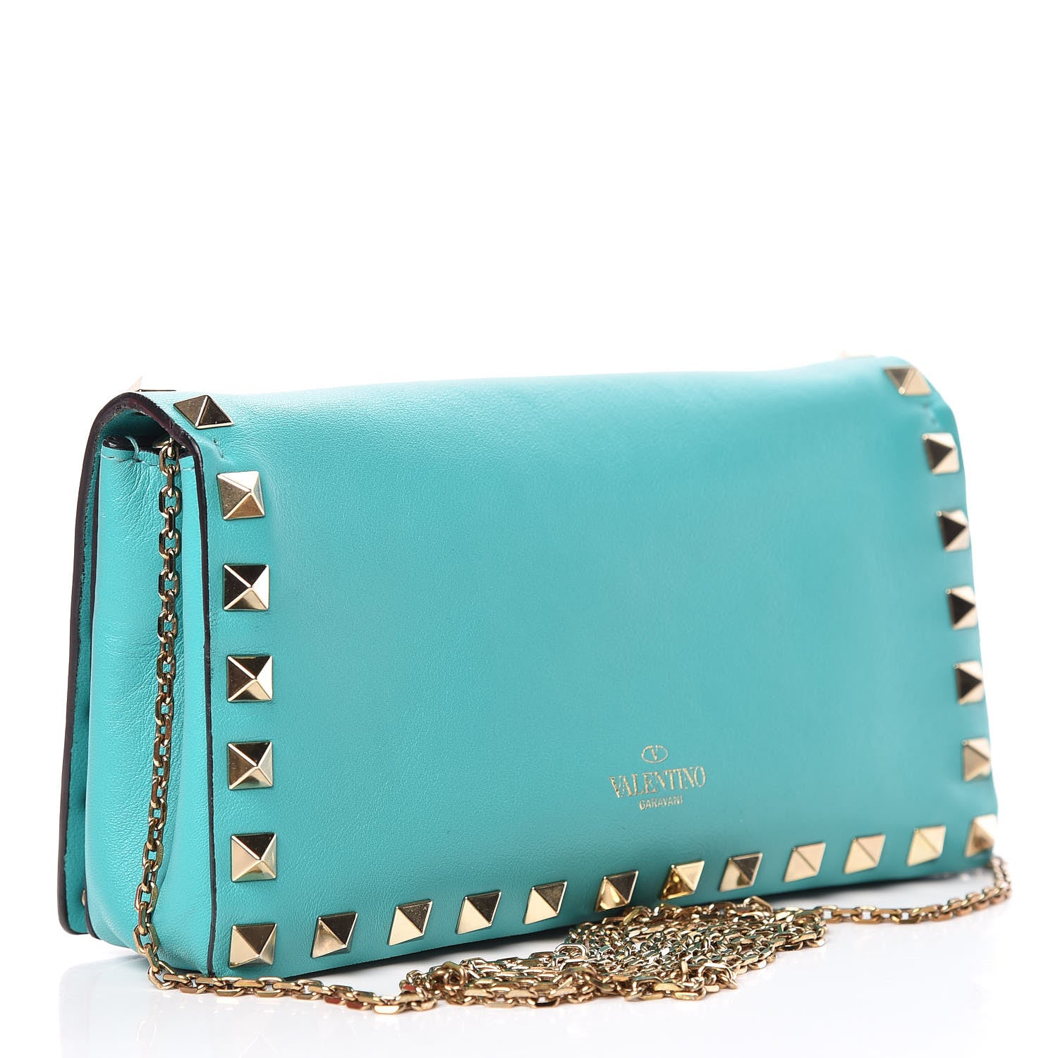 Valentino Garavani Vitello Small Rockstud Chain Flap Crossbody Bag Opaline Green 3 of 13