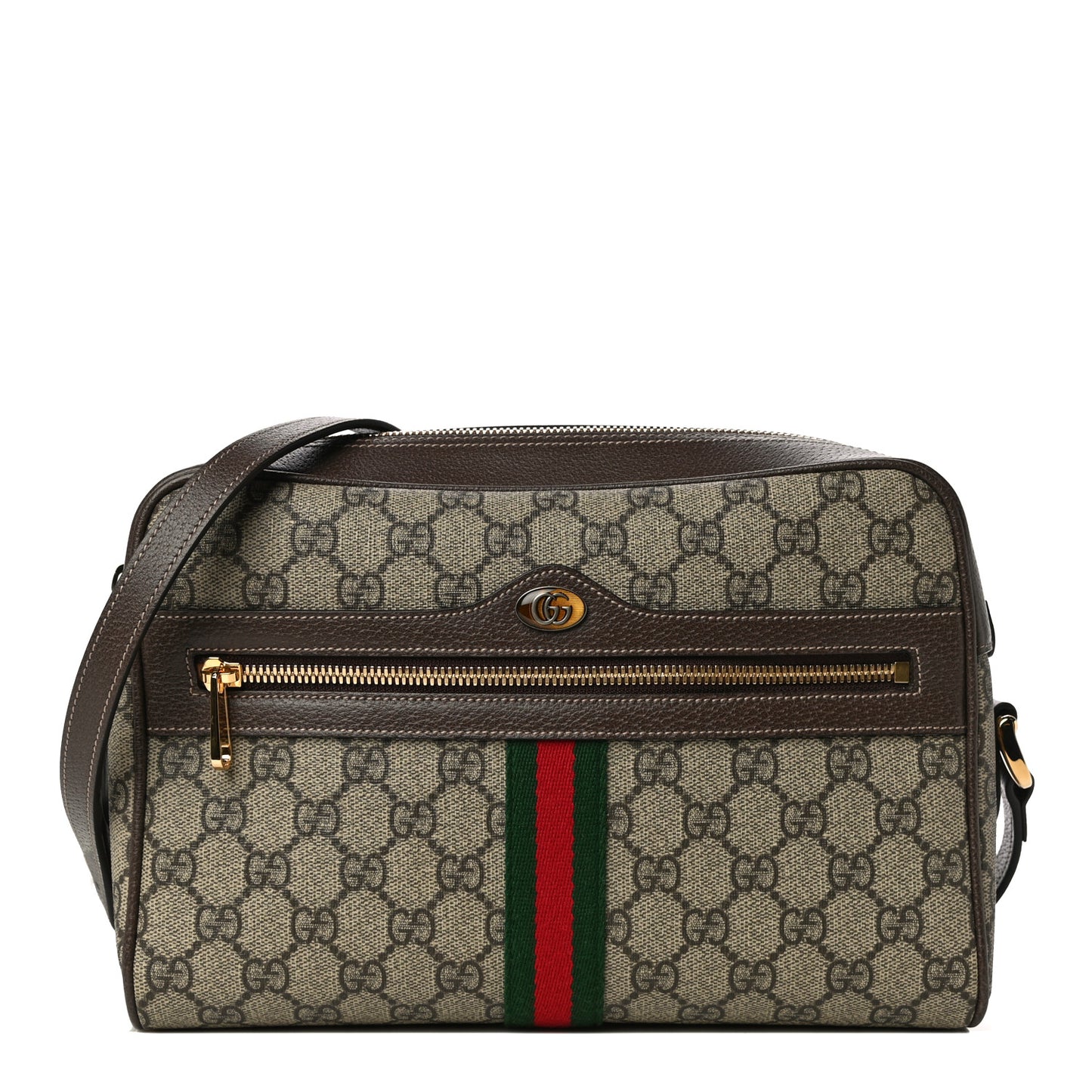 GG Supreme Monogram Web Small Ophidia Shoulder Bag Brown