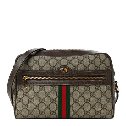 Gucci GG Supreme Monogram Web Small Ophidia Shoulder Bag Brown 1 of 11