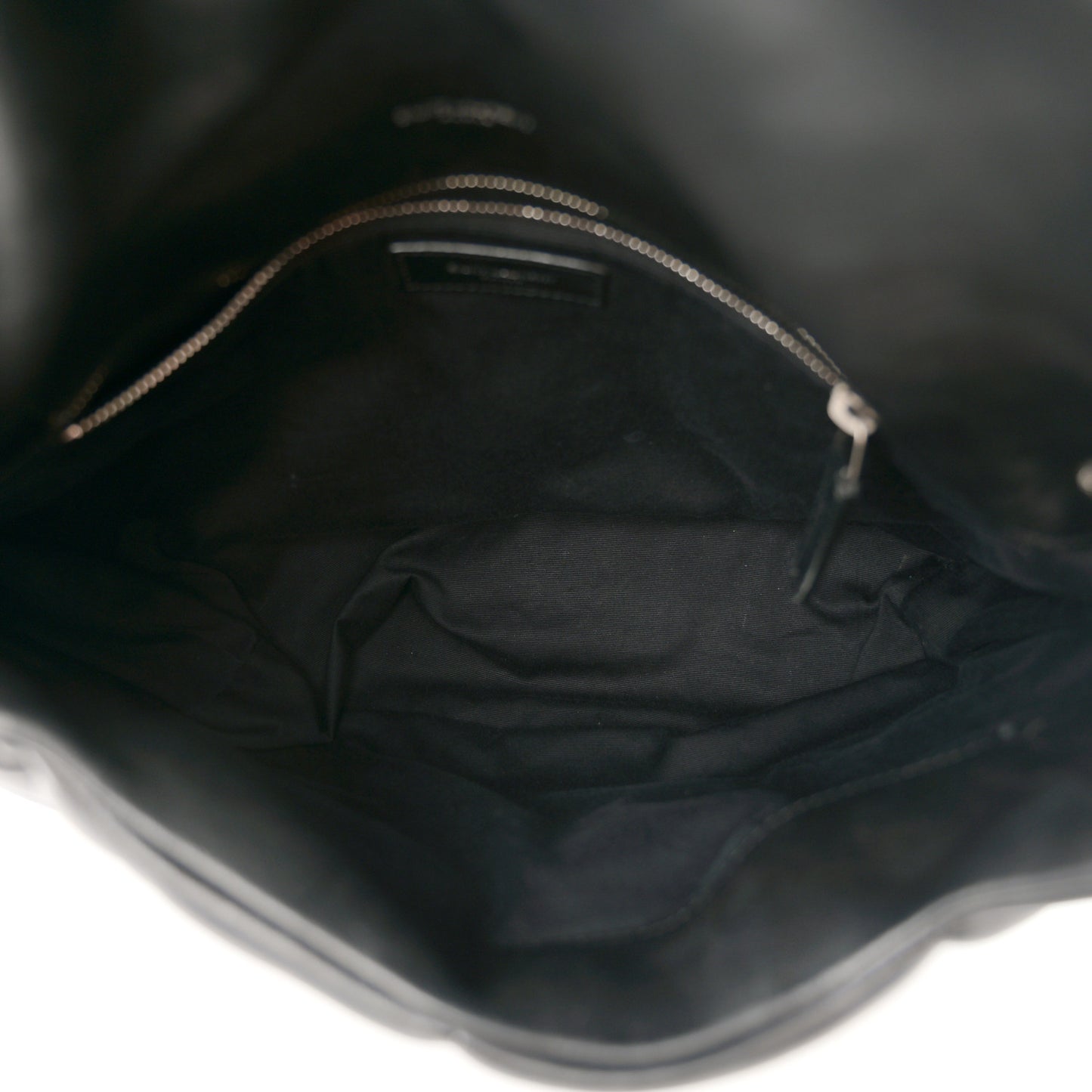 Lambskin Quilted Medium Loulou Puffer Monogram Chain Satchel Black