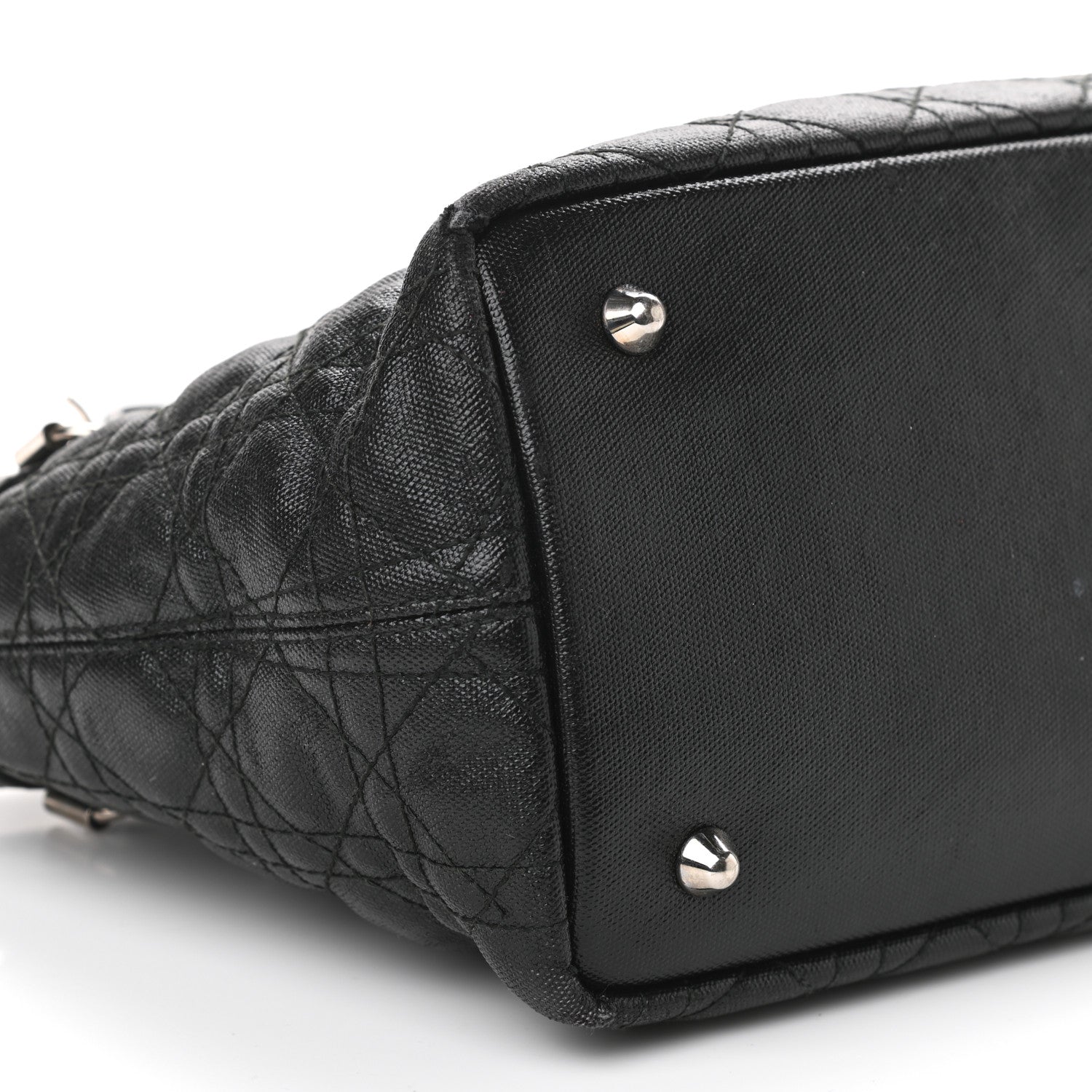 Christian Dior Coated Canvas Cannage Mini Panarea Tote Black 8 of 11